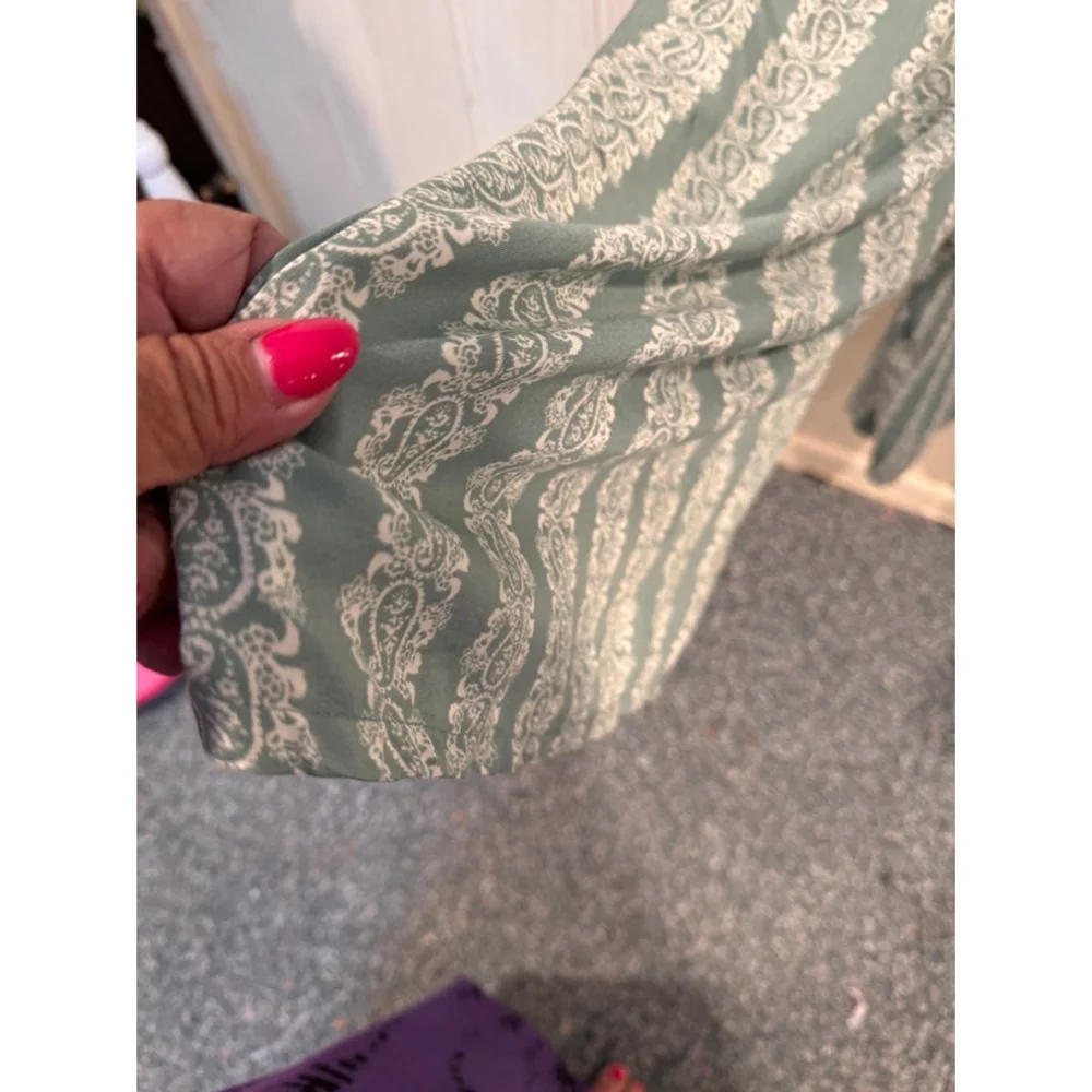 AUW Jumpsuit Green White soft and stretchy Size 1X - Picture 3 of 12